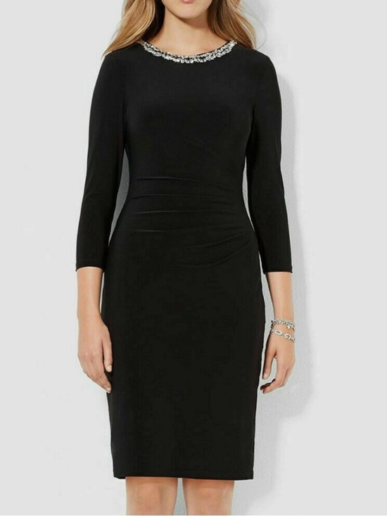 Ralph Lauren Dresses & Skirts - Lauren by Ralph Lauren Cocktail Sheath Dress with Rhinestone Embellished Neck